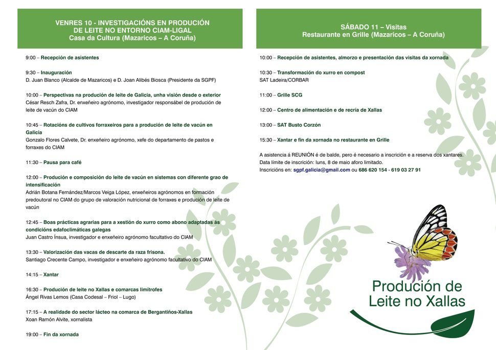 PROGRAMA V Reunión de Primavera da Sociedade Galega de Pastos e Forraxes