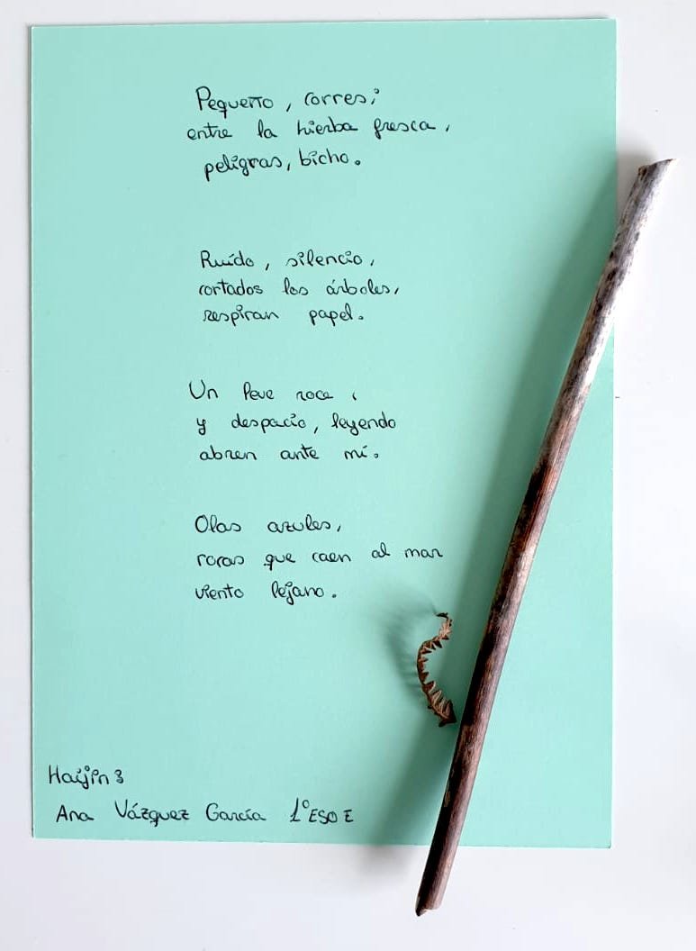 Haiku de Ana Vazquez Garcia no Taller de haikus no IES Isidro Parga Pondal 