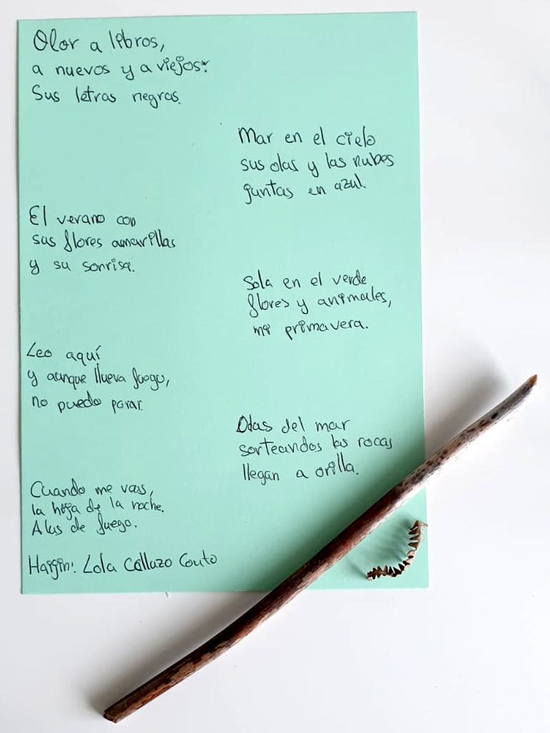 Haiku de Lola Collazo no Taller de haikus na Biblioteca do Isidro Parga Pondal