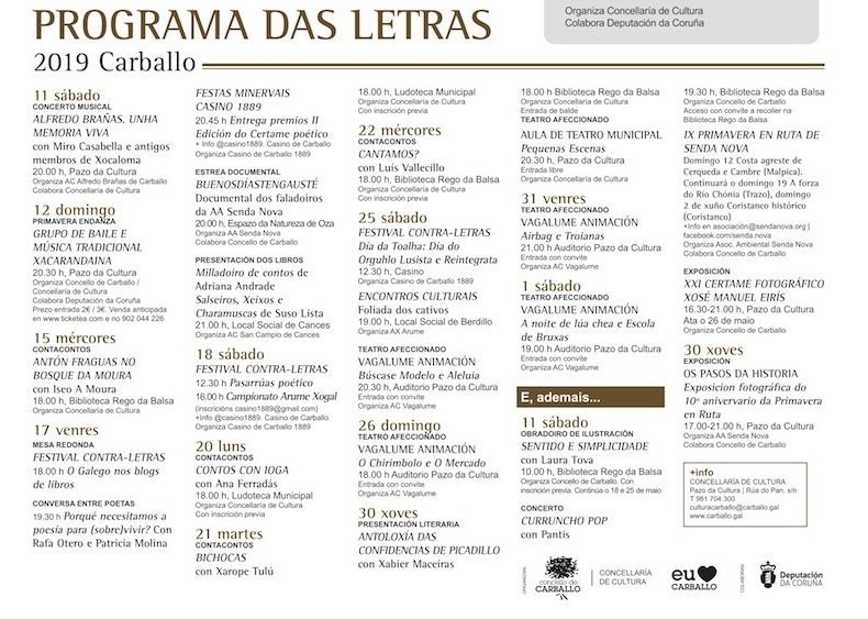 Programa Dia das Letras Galegas 2019 Carballo