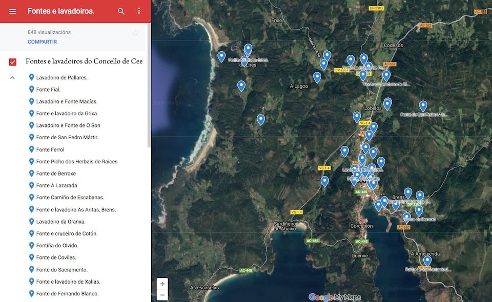 Mapa das Fontes e Lavadoiros do Concello de Cee-Fonte-CEIP Eugenio Lopez