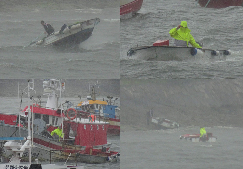 Borrasca Miguel-Rescatando unha lancha en Corcubion