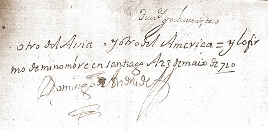 Derradeira folla do testamento de Andrade. Orixinal no Arquivo Histórico Universitario de Santiago