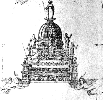 proxecto para o baldaquino do altar maior das catedral realizado por Vega e Verdugo no seu Informe dos anos 1656-57