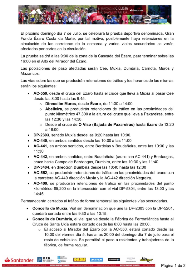 Gran Fondo Ezaro 2019-Cortes TRafico 1