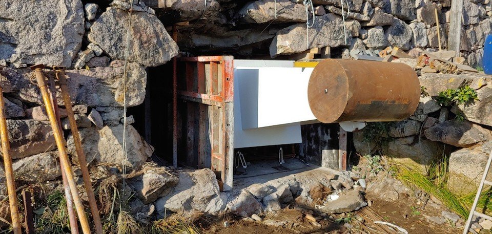 Obras de encepado da pasarela do Ezaro