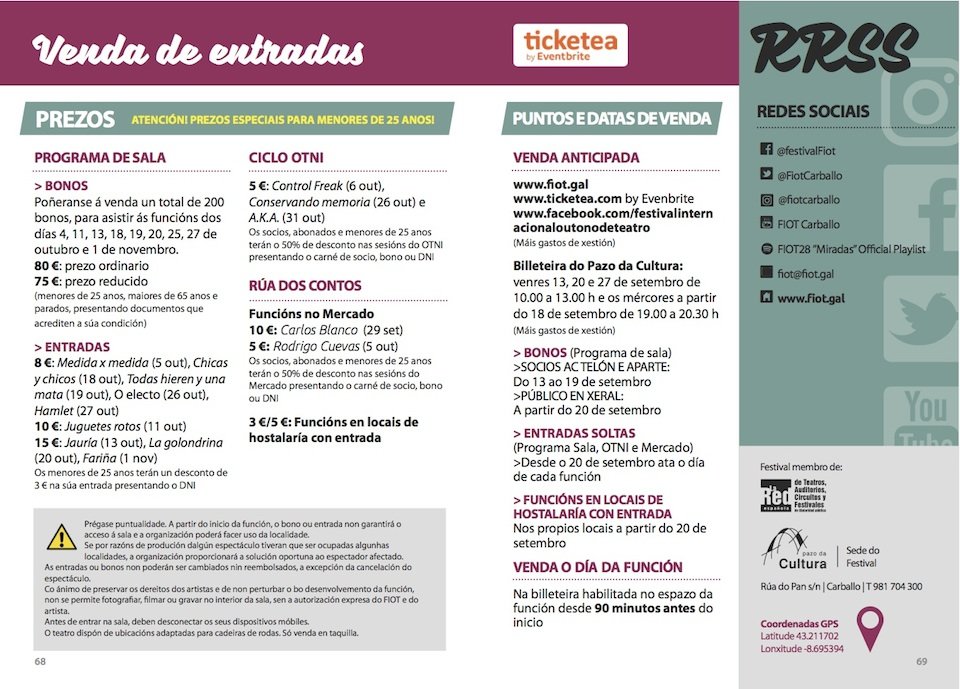 Programa FIOT 2019 Venda Entradas