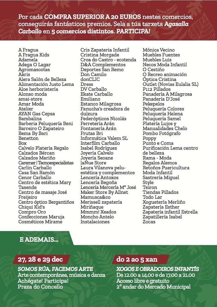 listaxe_comercios do Agasalla Carballo por Nadal