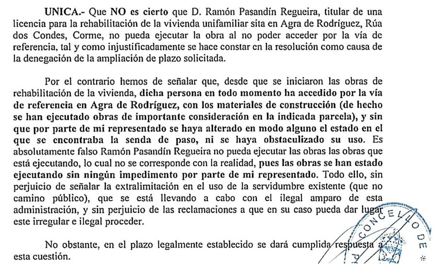 Carta de Angel Santiago Suarez Baneira sobre o paso pola sua finca