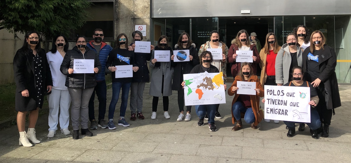 Enfermeiras en Loita en Cee contra a emigracion