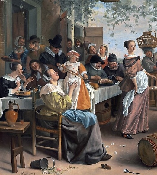 Un día de festa nun cadro do pintor holandés do século XVII Jan Steen