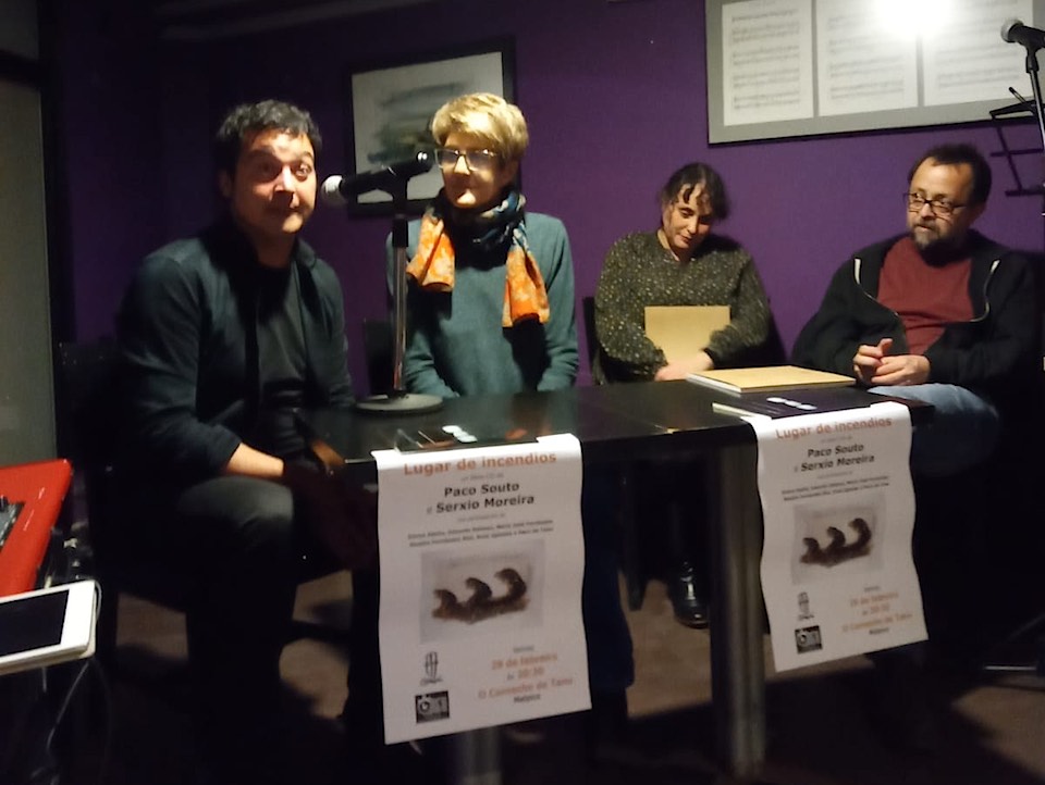 Serxio Moreira con Enma Abella lembrando a Paco Souto