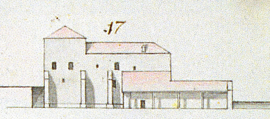 Vista en detalle da fachada traseira do pazo de Altamira-Corcubion