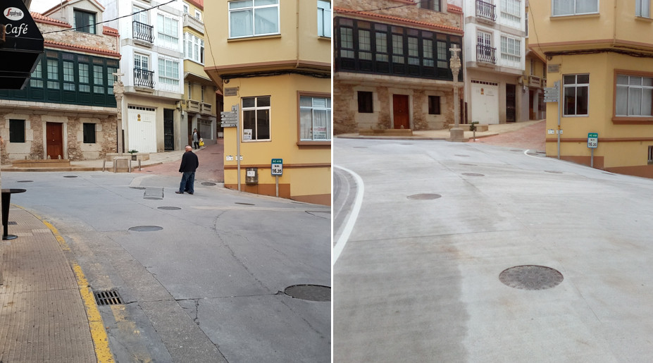 Antes e despois das obras de humanizacion de Malpica 2