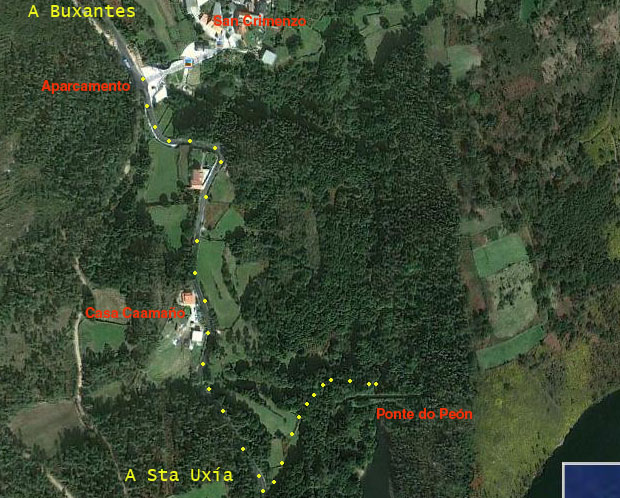 Mapa para chegar a Ponte do Peon-Fonte-Modesto Garcia