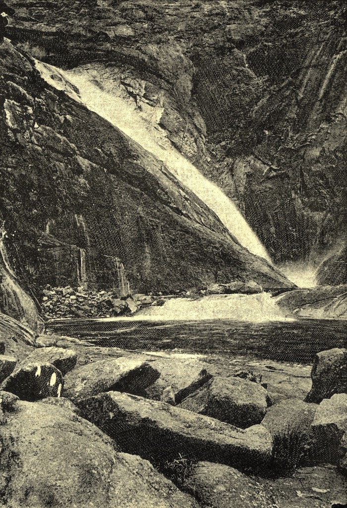 A primeira fotografía da fervenza do Ézaro publicada no libro Galicia de Manuel Murguía no ano 1888