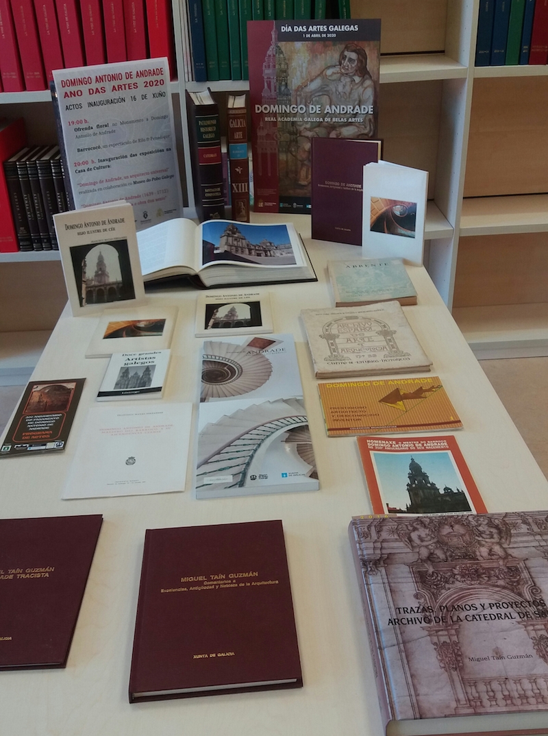 pequena mostra de publicacións sobre Andrade da Biblioteca de Cee