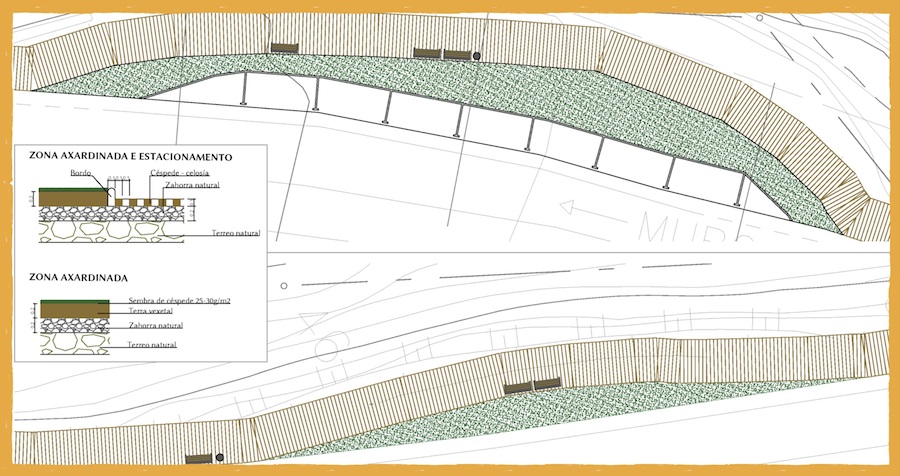 Voladizo de madeira entre O Pindo e o Ezaro por Alba Leston