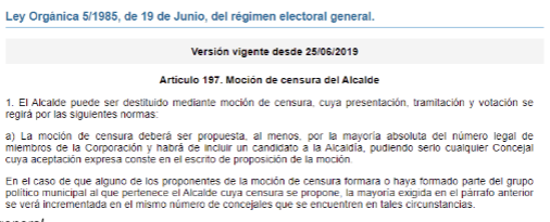 Ley Organica para unha posible mocion de censura