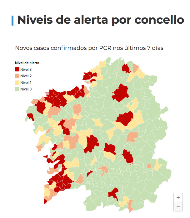 Mapa de hoxe da incidencia do COVID