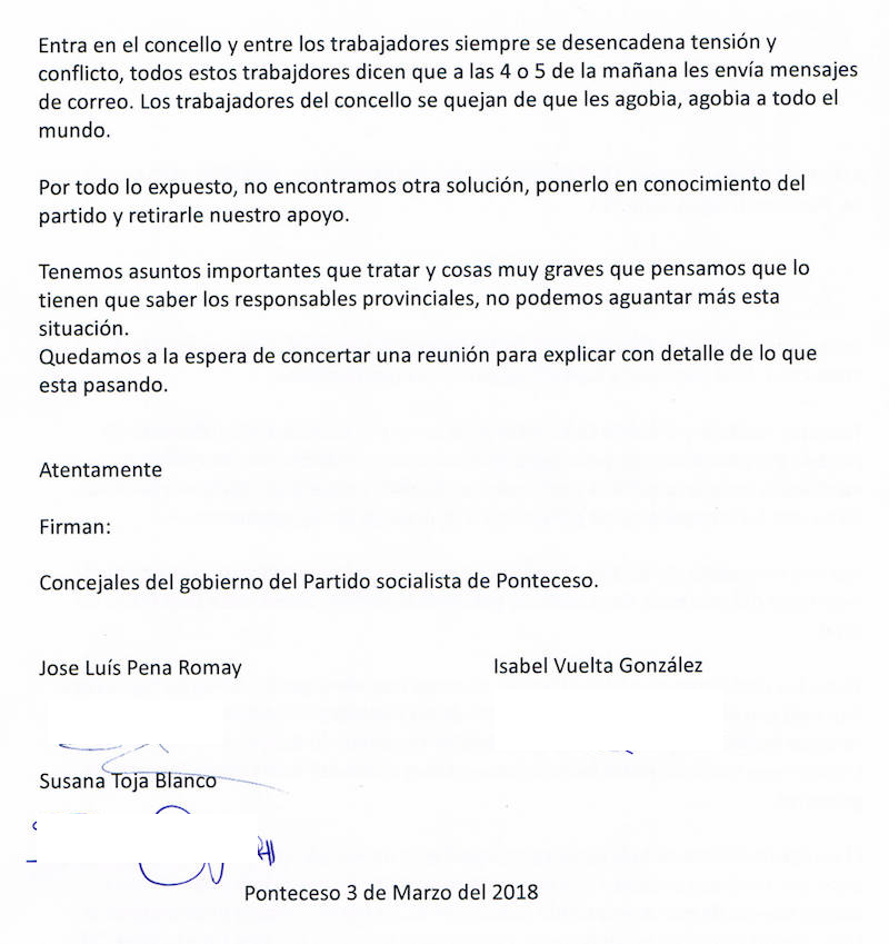 Carta de ex edis de Ponteceso a PSOE Provincial 2