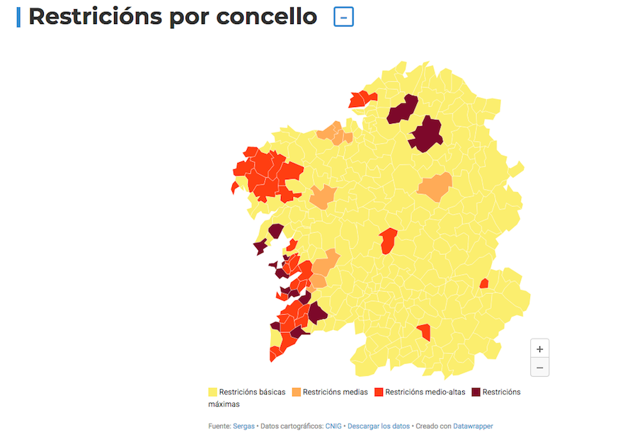 Mapa de restricion COVId en Galicia 17-12-2020