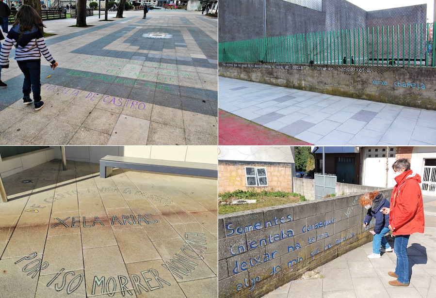 Intervencions artistas nas ruas de Carballo polo Dia da Poesia