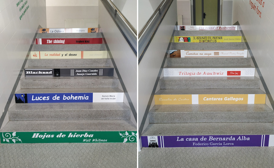 Escaleiras de libros no IES Parga Ponda