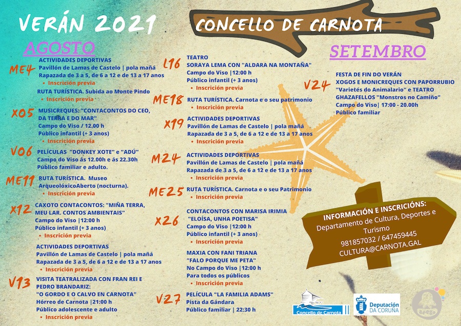 Programacion agosto e setembro Carnota 2021
