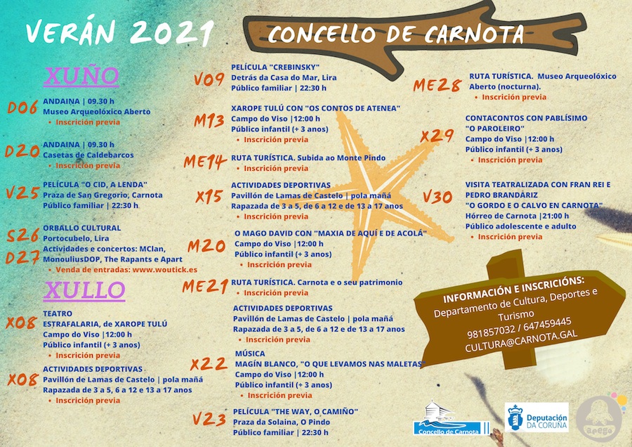 Programacion xuño e xullo Carnota 2021
