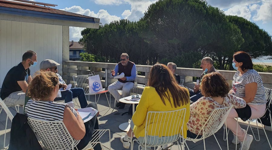 Xunta directiva da Liga de Periodistas del Camino de Santiago en Fisterra