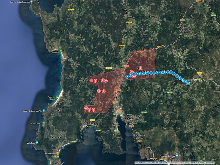 Mapa do Parque Eolicos de Sembra
