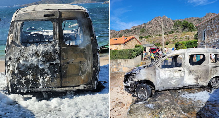 Incendio de coches no Porto de QUilmas