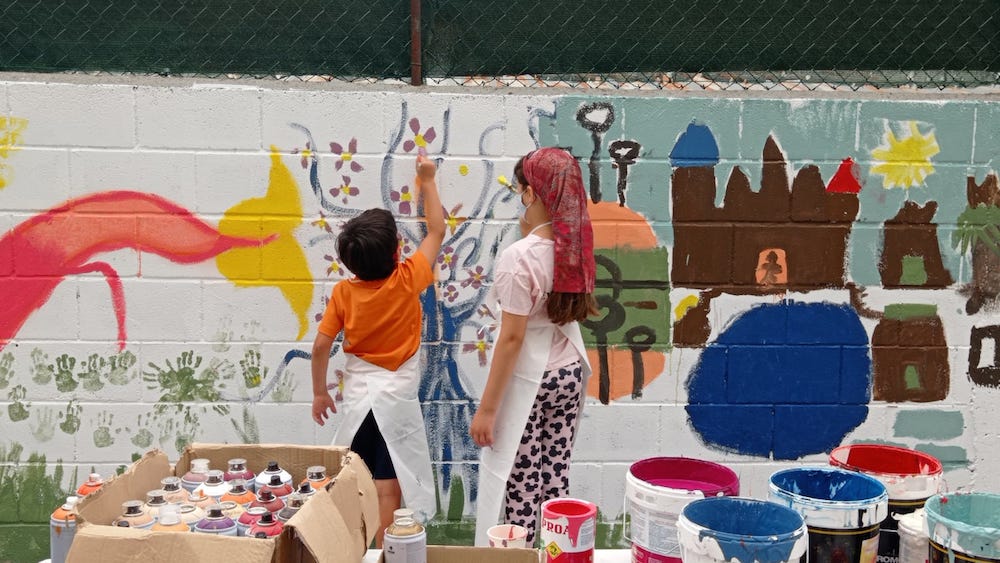 Obradoiro de pintura no Derrubando Muros de Carballo