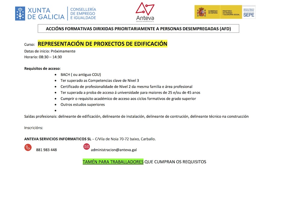 Curso Proxectos edificación Anteva Carballo