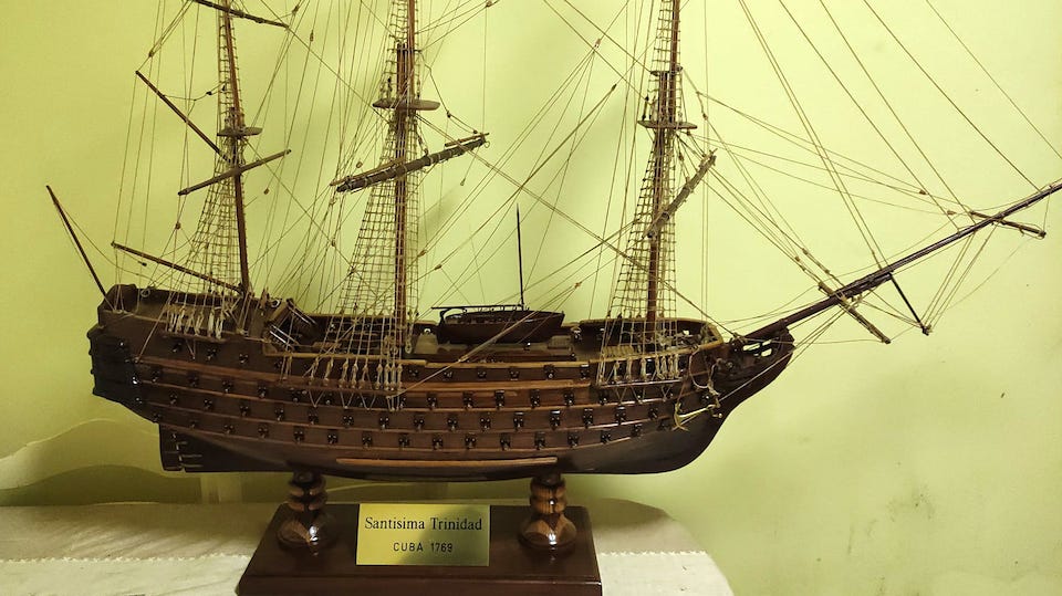 Maqueta de Rayolo de Corcubion dun barco cubano