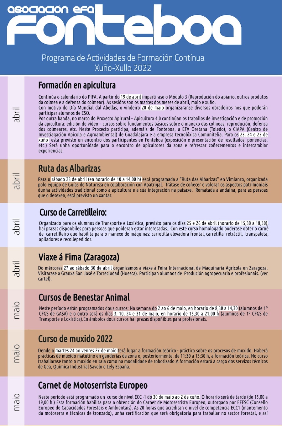 EFA Fonteboa Formacion abril e maio 2022