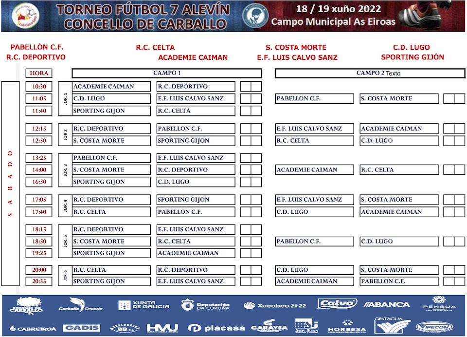 CALENDARIO Torneo F-7 Alevín Concello de Carballo copia
