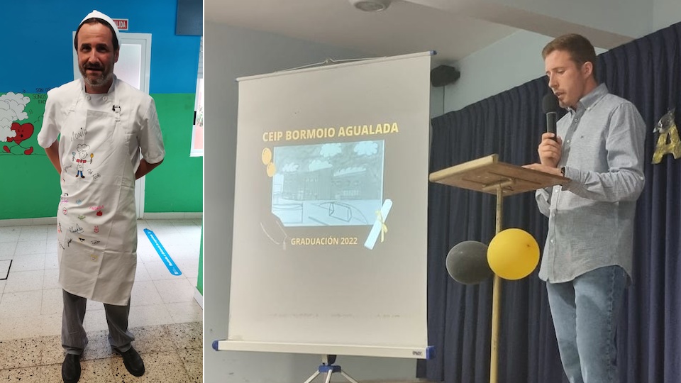 O conserxe e o cocineiro do CEIP Agualada