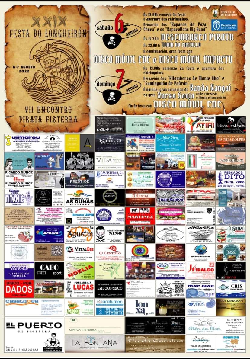 Cartel Festa do Longueiron e Encontro Pirata de Fisterra 2022