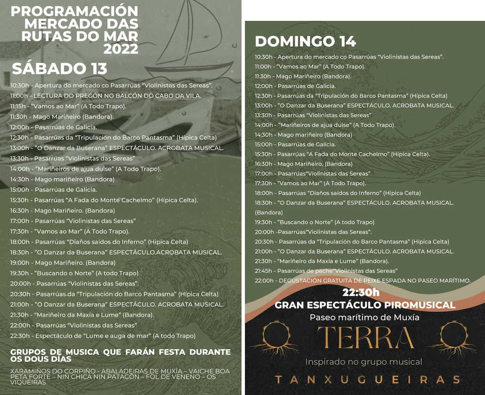 Programa XIV Mercado das Rutas do Mar Muxia agosto 2022