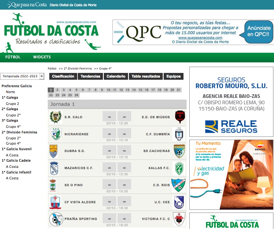 calendario futbol da costa feminina g4