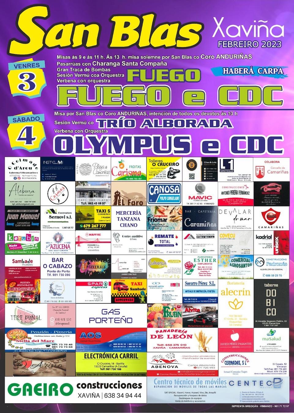 Cartel Festas San Blas Xavina-Camarinas 2023