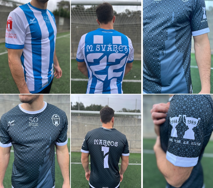 Detalles da camiseta dos 50 anos do UD Corcubion
