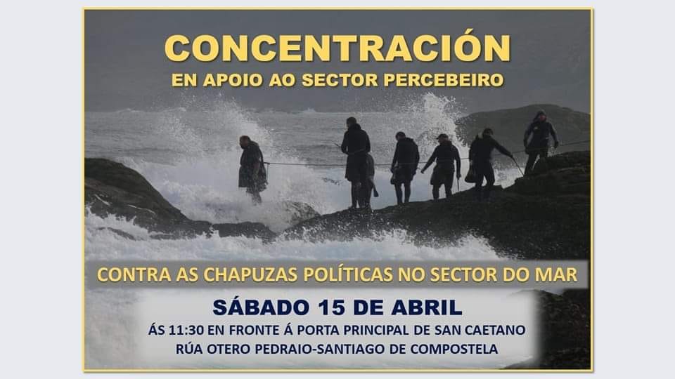 Concentracion percebeiros en Santiago 15 abril 2023