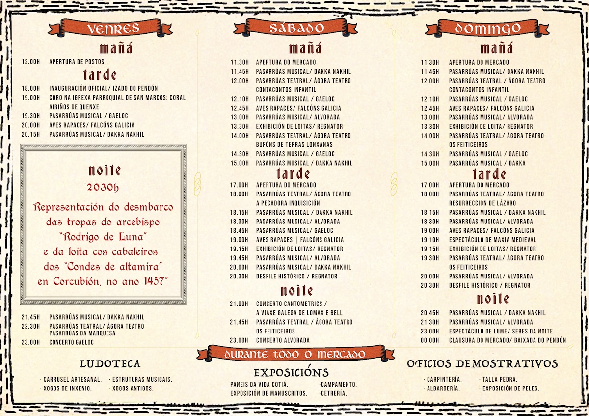 Programa do Mercado Medieval de Corcubion 2023