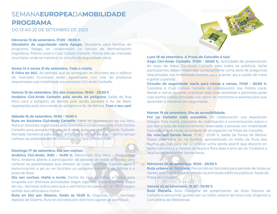 Semana Mobilidade Carballo 2023 Programa