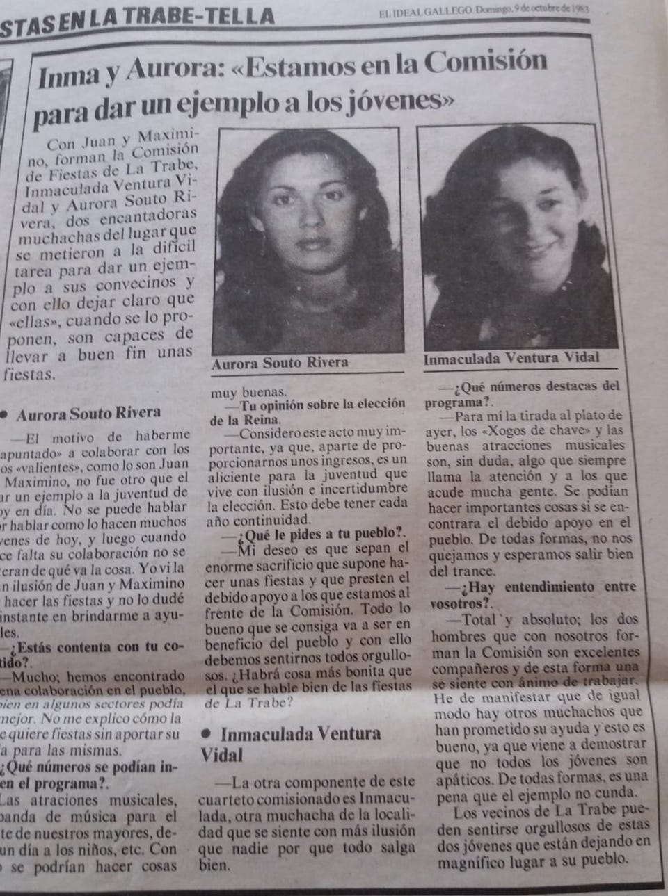 Comision Festas Pilarica Tella-El Ideal Gallego 1983 2