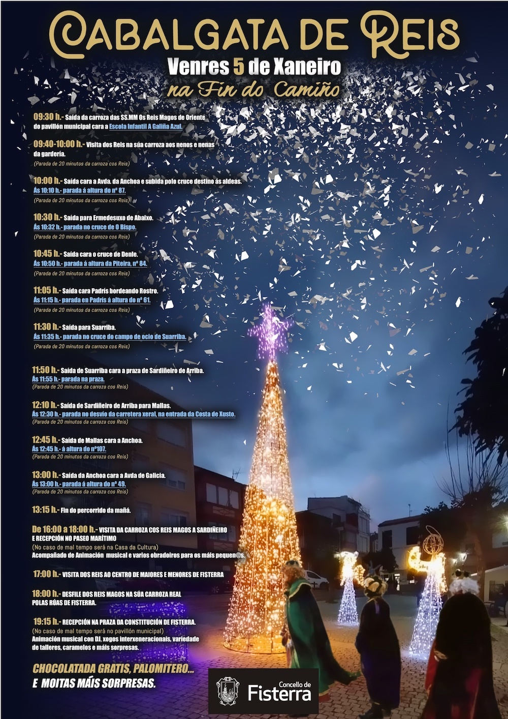 Cabalgata Reis Fisterra 2024 percorrido