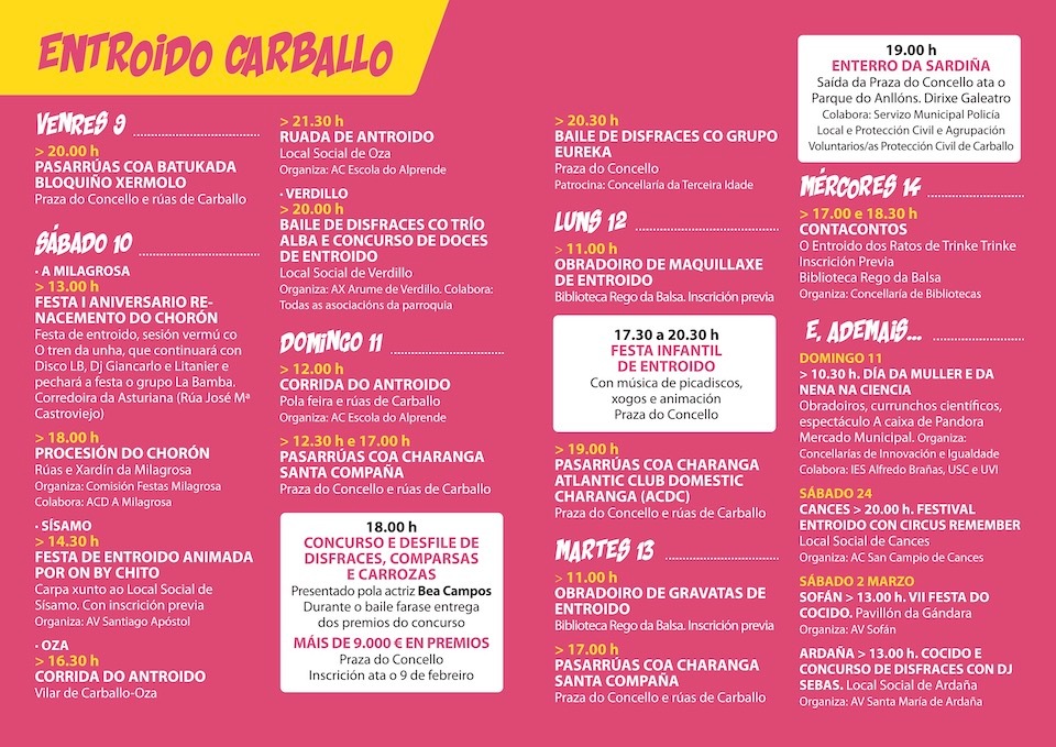 Programa Entroido Carballo 2024 cartel 2